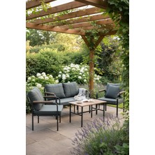 Baresmu Barbah Metal Bahçe Oturma Grubu 2+1+1 Balkon Seti | Minderli Koltuk Takımı | Bahçe & Teras Mobilyası