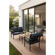 Baresmu Barbah Metal Bahçe Oturma Grubu 2+1+1 Balkon Seti | Minderli Koltuk Takımı | Bahçe & Teras Mobilyası