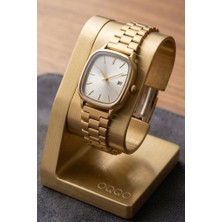 Oqqo Serenya Dikdörtgen Kasa Gri Kadran Gold Kordon Kadın Kol Saati