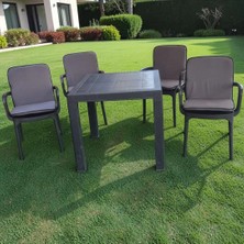 Mor Minder Sandalye Minderi Yıkanabilir Fermuarlı  Lastikli 6'lı Gri 4 cm Sünger Alt  42X42 Sırt 42X42