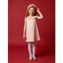 LC Waikiki Lcw Kids Pembe Fiyonk Yaka Detaylı Kız Çocuk Gabardin Elbise