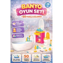 Denapcal Linda Banyo Seti Oyuncak Küvet Lavabo Tuvalet Aynalı Banyo Oyun Seti