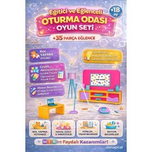 Denapcal Linda Oturma Odası Seti Oyuncak Salon Tv Ünitesi Süpürgeli Evcilik Oyun Seti