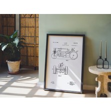 Pegziz Traktör Patent Çizimi Poster Çerçeveli Tablo