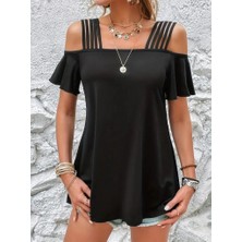 Secret Sita Kadın Kısa Kollu Beş Askılı Viskon Bluz