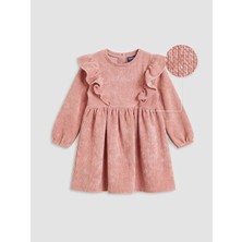 LC Waikiki Lcw Kids Pembe Fırfırlı Kız Çocuk Fitilli Kadife Elbise