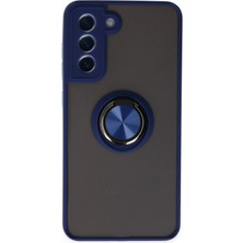 Hnrlishp Newface  Galaxy S21 Fe Kılıf Montreal Yüzüklü Silikon Kapak - Lacivert