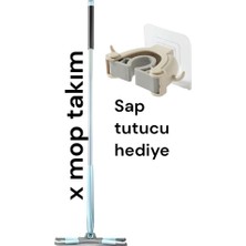 RSC Marketim x Mop Kelebek Mop Kendinden Sıkmalı Yeni Nesil Mop 360° Döner Başlıklı Yedek Bez Hediyeli / Sap Tutucu Hediye