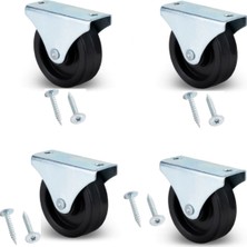 Solon Sabit Tabanlı Masa Tekeri Sehpa ve Dolap Tekeri(Teker Çapı:38mm Yükseklik:50mm) 4 Adet