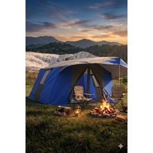 Zey Camping 2+0 Double 6 Kişilik Orman Şantiye Depo Çadırı Kapıda Sineklik Modelli Mavi