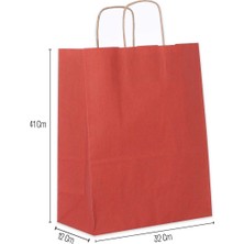 Paketleme Tezgahı 32*41*12 Bordo Kraft Saplı Kağıt Çanta 25 Adet
