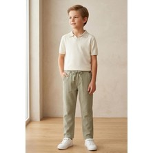 Mutlu Kids Keten Görünümlü Bağcıklı Rahat Erkek Çocuk Pantolon