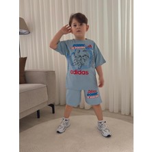 Sacro Kids Sonicli Baskılı 2 Iplik Tshirt-Şort Yazlık Erkek Çocuk Takım