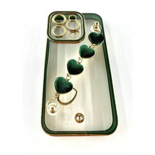 Case Collection Iphone 14 Pro Yeşil Kalp Elçekli Silikon Kılıf Anti Şok Özellikli Özel Tasarım Yeşil