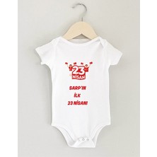 Hanova Creative Baskılı Bebek Zıbın 23 Nisan Çocuk Bayramı Zıbın Atlet Çıtçıtlı %100 Pamuk