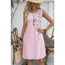 Secret Sita Kadın Askılı Yuvarlak Yakalı Çiçek Desenli Kısa Elbise