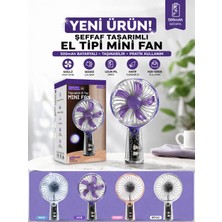 Azurtech Şeffaf Tasarımlı Mini El Fanı 500 Mah Şarjlı – Taşınabilir, Sessiz, USB Şarjlı Portatif Vantilatör