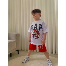 Sacro Kids Super Mario Baskılı 2 Iplik Tshirt-Şort Yazlık Erkek Çocuk Takım