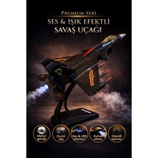 Oyuncak Die Cast Sesli Işıklı Buhar Atan Standlı Metal F-16 Savaş Uçağı 25CM Mavi Kamuflaj