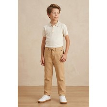 Mutlu Kids Keten Görünümlü Bağcıklı Rahat Erkek Çocuk Pantolon