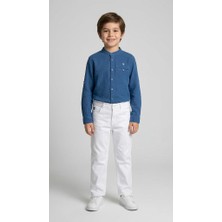 Mutlu Kids Erkek Çocuk Nakışlı Regular Fit Gabardin Pantolon