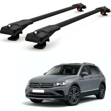 Cross Oto Aksesuarları Volkswagen Tiguan Mk2 2016-2023 için Ara Atkı Tavan Barı , Araca Özel , Kilitlenebilir Araç Üstü Ekipman Taşıma Barı (2 Adet)