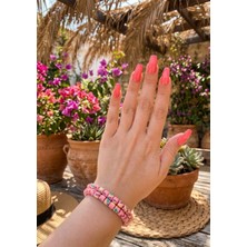 Kokoş Ikili Bileklik Polymer Clay Desenli Lino Boncuklu