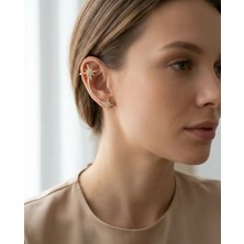 Liyona Zirkon Taşlı Yıldız Figürlü Gold Kıkırdak Küpe (Earcuff)