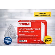 Fırsatkolik Zimak 18MM Maket Bıçağı Yedeği 0.5mm Karbon Çelik Profesyonel Kesici Uç 10’lu 10 Paket