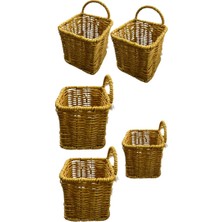 RSC Marketim 5'li Kulplu Hasır Sepet Seti - Çok Amaçlı Düzenleyici ve Depolama Kutusu - Banyo Vb