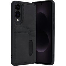 Morado Se siente Perfecto Samsung Galaxy S25 Edge Sara Kartvizitli Deri Kılıf - Siyah