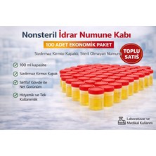 Fırsatkolik Nonsteril Idrar Numune Kabı 100 ml Sızdırmaz Kapaklı Steril Olmayan Numune Kabı Laboratuvar ve Medikal Kullanım 100 Adet