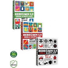 The Monarch Co Bebeğimin Ilk Zeka Kartları 3'lü Set  (0-24 Ay) - Görsel Uyarıcı Eğitici Bebek Gelişim Kartları