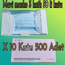 Montreal Maske Mavi Meltbown Filitreli 3 Katlı 50' Li Kutu (10 Paket) ( 1 Adet )