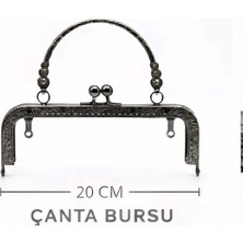 20 cm Kulplu Çanta Bursu Metal Çanta Çerçevesi - Makrome Örgü El Yapımı Çanta Aparatı Gold Gümüş