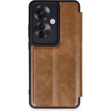 Esranın Dünyası Reno 11F Kılıf Flip Cover - Taba