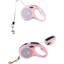 Terrien Makaralı Köpek Gezdirme Tasması Pembe Gri 3mt