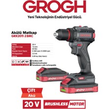 Grogh Akülü Şarjlı Matkap 20V 2AH Darbesiz Delme Vidalama Matkap(Brushless MOTOR)(GRX2011-2 Bmc)