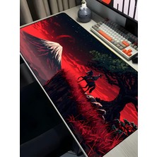 Charmbi Kızıl Samuray Gaming Mouse Pad 40X90 Xxl Mousepad, Large Desk Mat, Non Slip Keyboard Pad