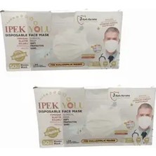 Montreal Tek Kullanımlık Maske 3 Katlı Telli Meltblownlu 50'li Kutu - Beyaz x 2 Kutu ( 6 Adet )