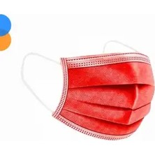 Montreal Medikal Tek Kullanımlık Maske 3 Katlı Telli Meltblown Filtreli 50'li Kutu - Kırmızı ( 6 Adet )