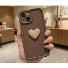 Case Collection Iphone 15 - 14 - 13 Uyumlu Kalpli Kılıf Kahverengi Yumuşak Kapak