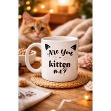 Fırsatkolik Are You Kitten Me? Yazılı Kedi Temalı Porselen Kupa Model 58 Sevimli Tasarım, Kahve & Çay Kupası
