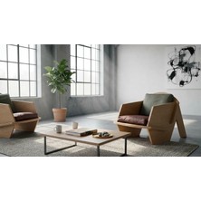 Kut Tasarım Praktura BIRD Doğal Ahşap, Kontrplak Berjer, Bahçe Mobilyası, Salon Mobilyası, Tv Koltuğu Teddy Kumaş