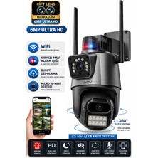 Sonreir SW-318 Dual Lens 6MP WiFi Güvenlik Kamerası Gece Görüşlü Hareketli Sesli Çakarlı Alarm Akıllı Kamera