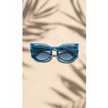 Sanches Kadın Kedi Gözü Güneş Gözlüğü  54 mm Mavi Kemik Çerçeve M