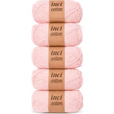 İnci Cotton Inci Cotton Pembe Rengi Koton 5'li Pamuk Örgü Ipi Ipliği 100G 250M