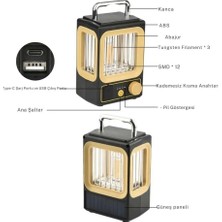 Esranın Dünyası Ampul Solar Şarj Edilebilir 12 LED 1 Rustikli LED Kamp Lambası ( Lisinya )