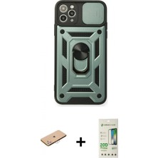 İlk El Grup Ieg™ iPhone 11 Pro Max Kılıf Ahenk Klasik - Siyah 20D Premium Cam Ekran Koruyucu + Pembe Renkli Kamera Lens Koruma Cam