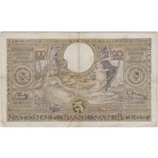 Banknoting Belçika 100 Frank (20 Belgas) 1938 Iı. Dünya Savaşı Nazi Işgali Dönemi. Çok Temiz.